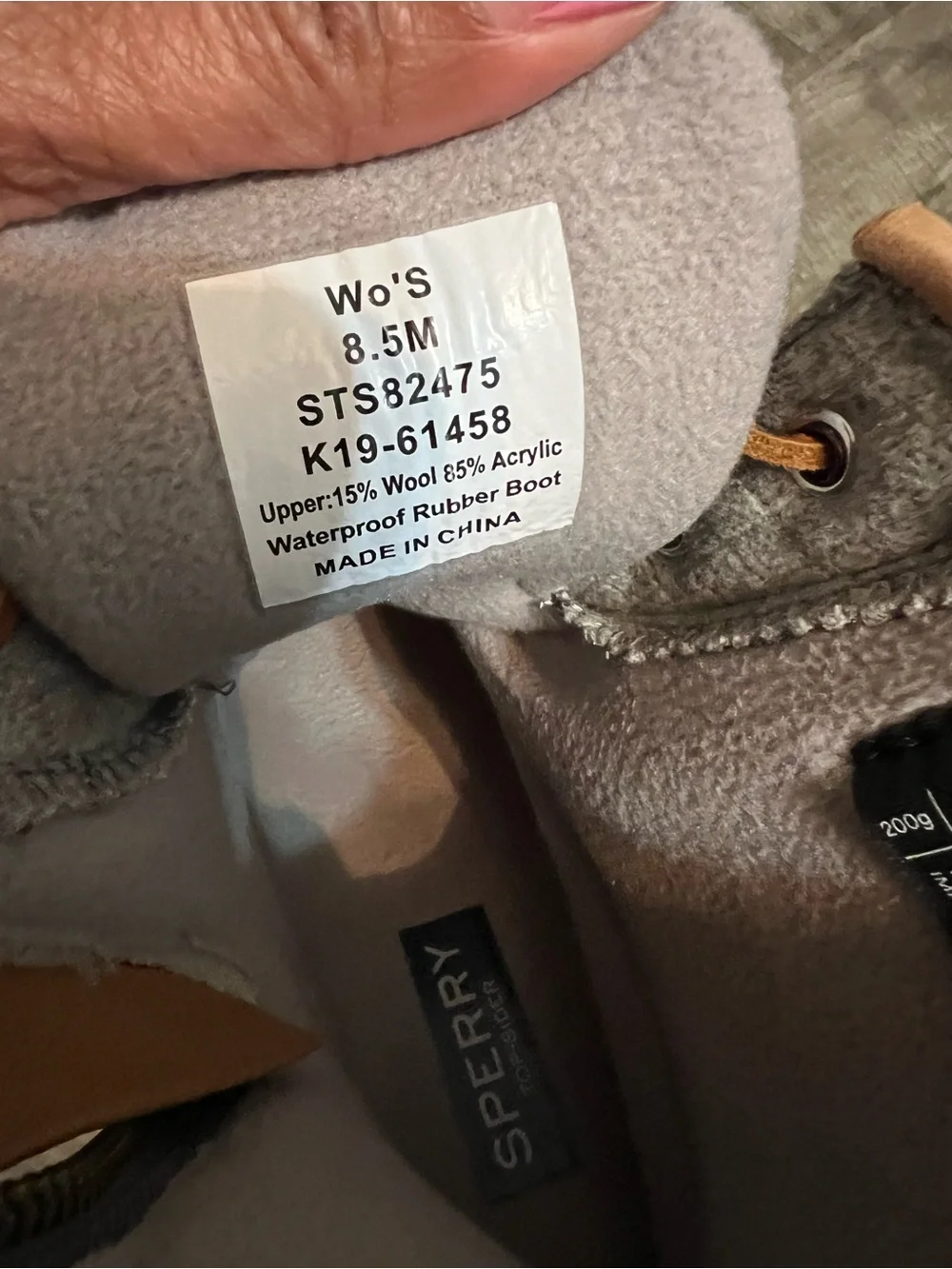 Sperry Gray and Brown Waterproof Wool-Trim Duck Boots